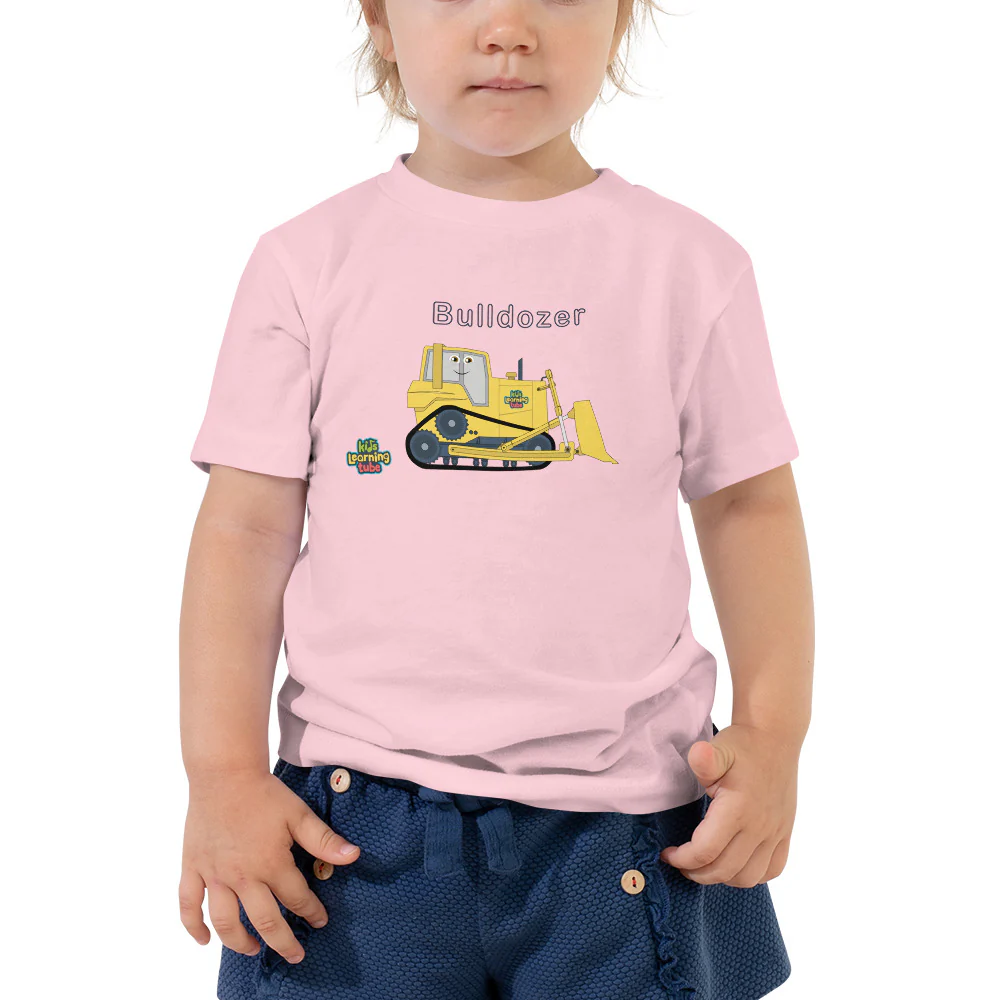 Bulldozer - Bella + Canvas 3001T Toddler Short Sleeve Tee with Tear Away Label - Image 3
