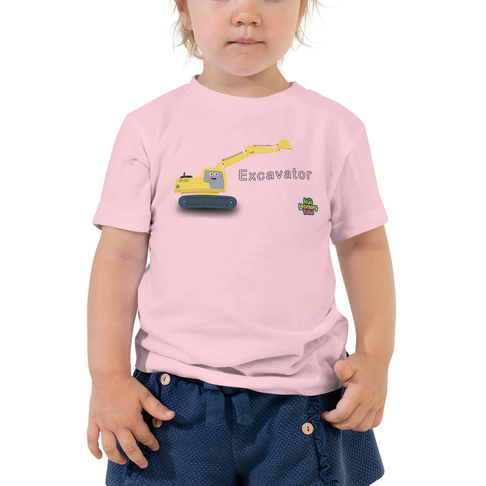Excavator - Bella + Canvas 3001T Toddler Short Sleeve Tee with Tear Away Label - Image 3